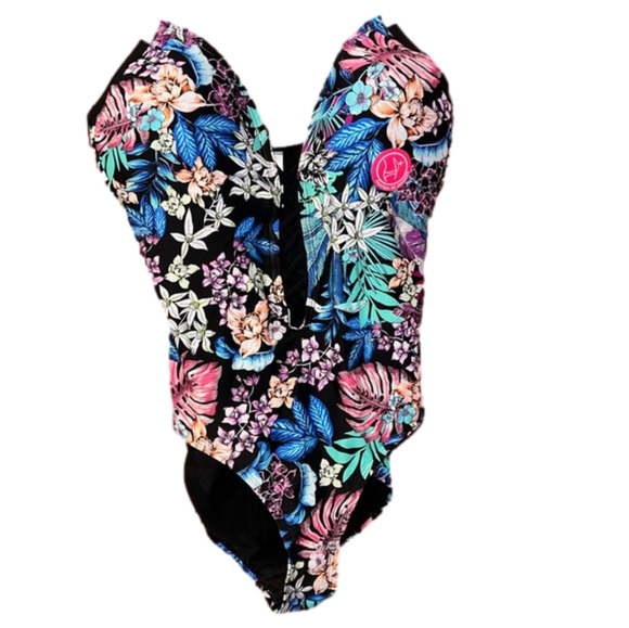 NWT Stylish Swimwear One Piece Floral Swimsuit Size Medium - Picture 1 of 5